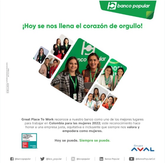 Endomarketing Banco Popular: Great Place to Work Mujeres 2022
